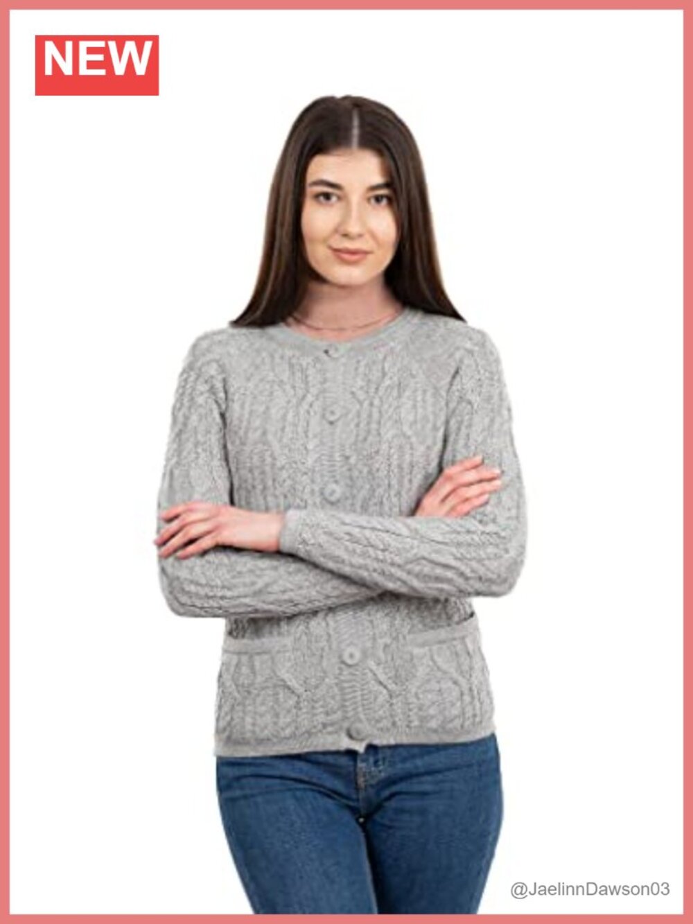 Button Front Wool Blend Cardigan Sweater with Pockets